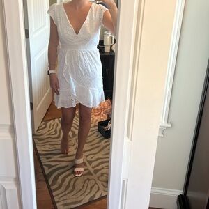 White eyelet dress , perfect for summer, wore for bridal activities.